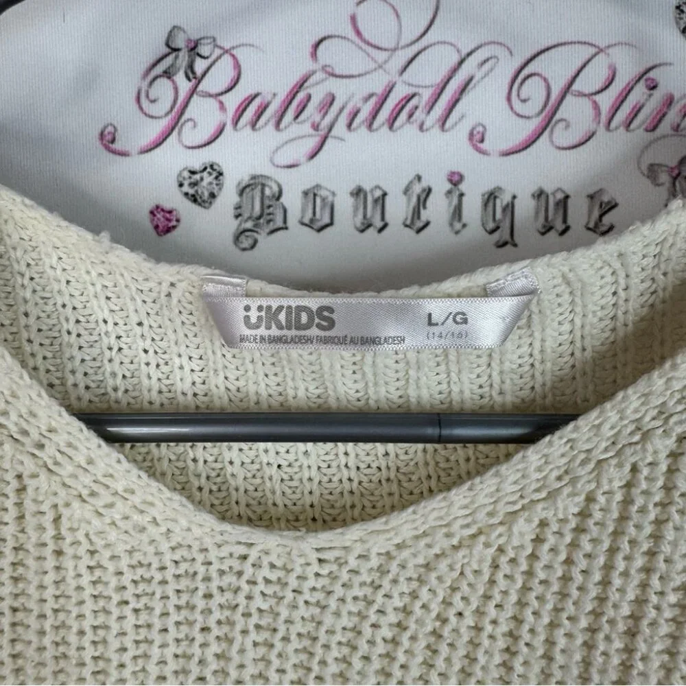 Ukids sweater knit color block knitted Elegant Purple and Cream V-Neck Sweater
